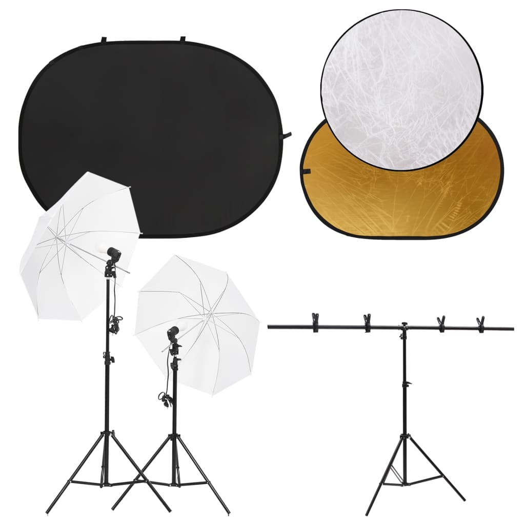 Vidaxl Photo Studio Set Se sadou světla, obrazovkou pozadí a reflektorem