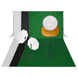 VidaXL Photo Studio Set with Lighting Set, Background and Reflector