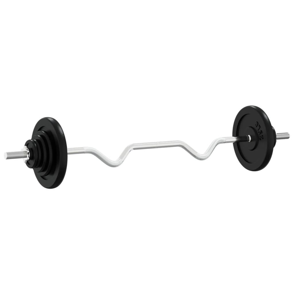 Vidaxl håndvægt med vægte 90 kg støbejern og krombelagt stål