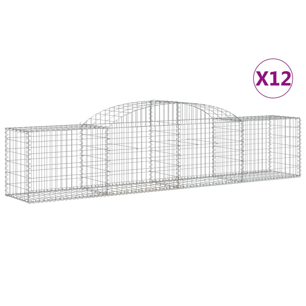 VidaXL Gabionen 12 Stück gebogen 300x50x60 80 cm verzinktes Eisen