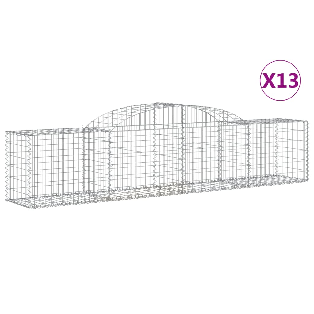 Vidaxl Schans baskets 13 st vaulted 300x50x60 80 cm galvanized iron