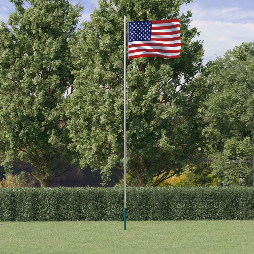 VidaXL Flag with Flagpole United States 6.23 m Aluminum