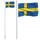 VidaXL Flag with flagpole Sweden 6.23 m aluminum