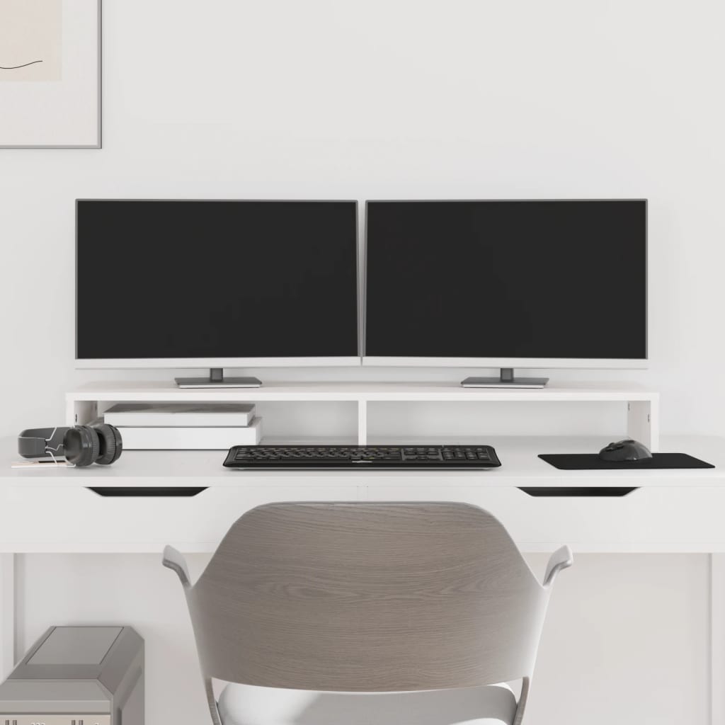 Vidaxl Monitor Standard 100x27x10 cm Pino solido bianco