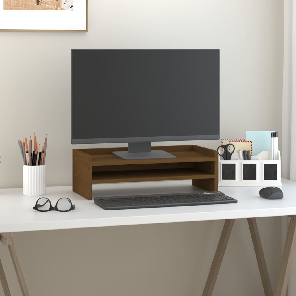 Monitor vidaxl stojí 50x24x16 cm pevná borovice med hnědá