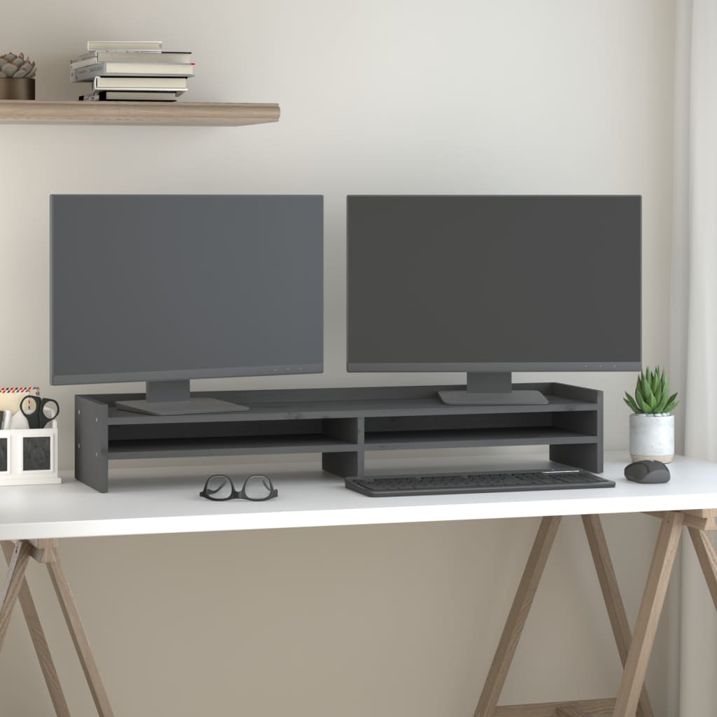 VidaXL monitor standard 100x24x16 cm Solid pine Gray