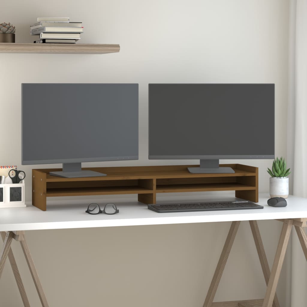 Vidaxl Monitor Standard 100x24x16 cm pevná borovice med hnědá