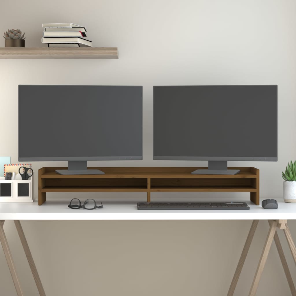 Vidaxl Monitor Standard 100x24x16 cm Solid furu honningbrun