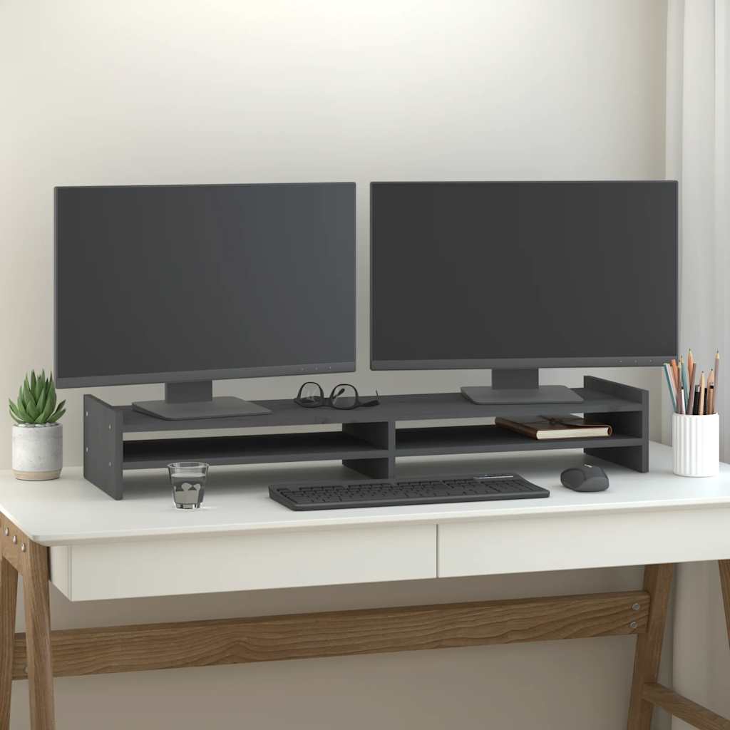 VidaXL monitor standard 100x27x15 cm Solid pine Gray