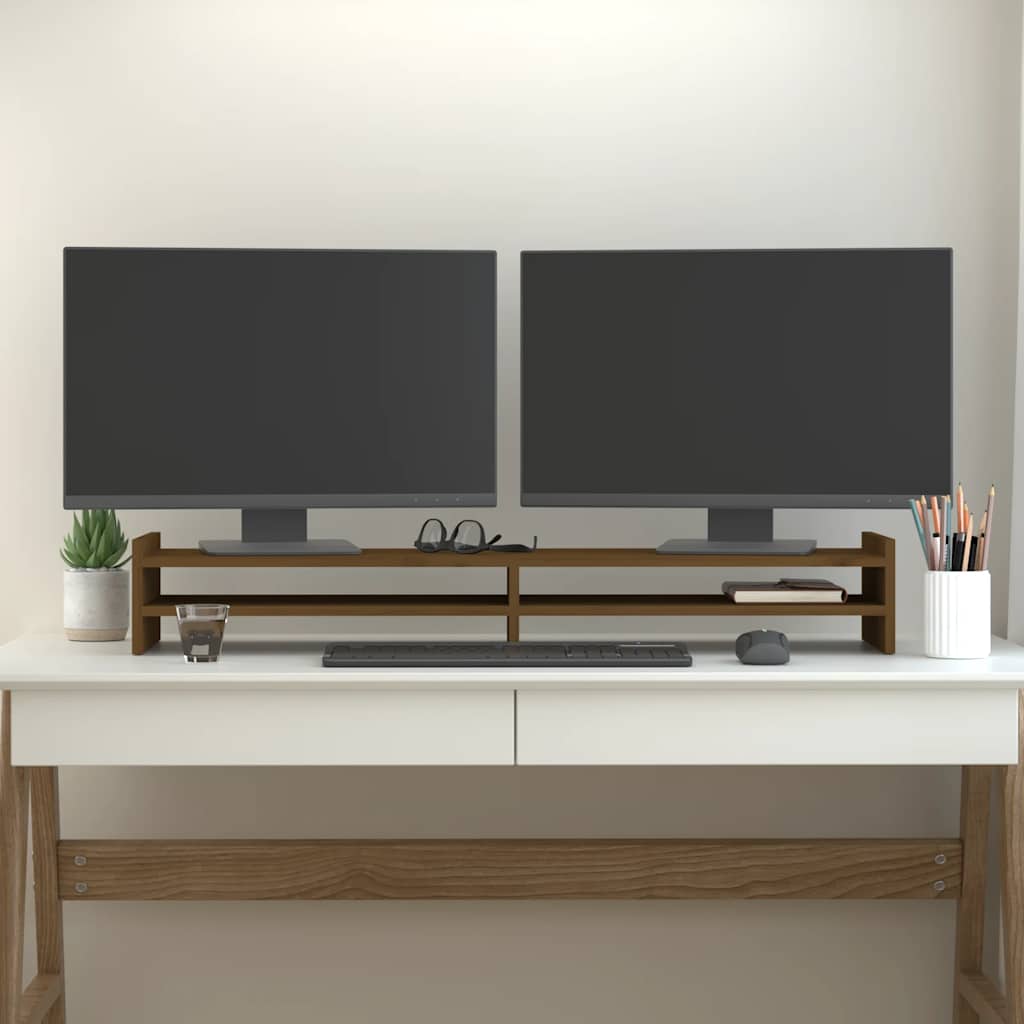 Vidaxl Monitor Standard 100x27x15 cm solid fyrretræ honningbrun