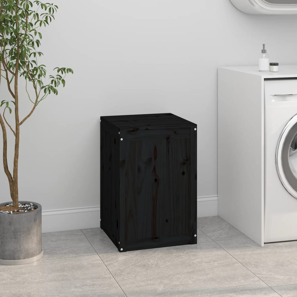 Vidaxx vaskeri kurv 44x44x66 cm solid furu tre svart