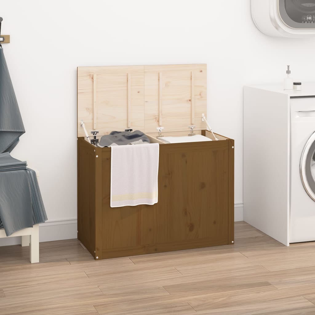 Vidaxx vaskeri kurv 88,5x44x66 cm solid furu tre honning brun