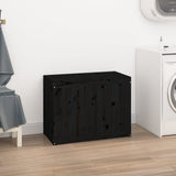 Vidaxx panier à linge 88,5x44x66 cm bois de pin massif noir