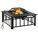 Vidaxl fire pit with poker xxl 79x79x46.5 steel