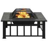 Vidaxl fire pit with poker xxl 79x79x46.5 steel