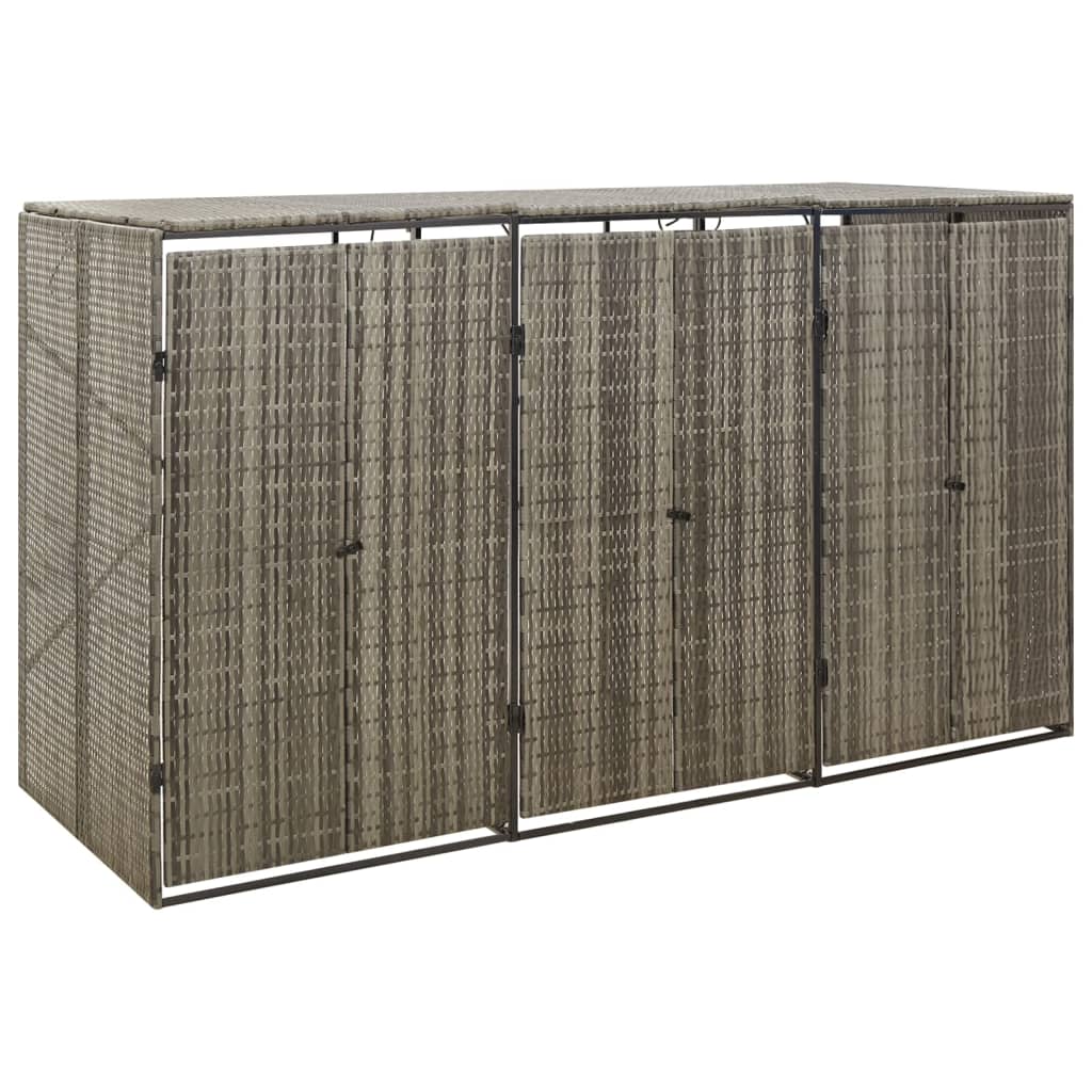 Vidaxl container storage triedubbel 207x80x117 cm poly rattan gray