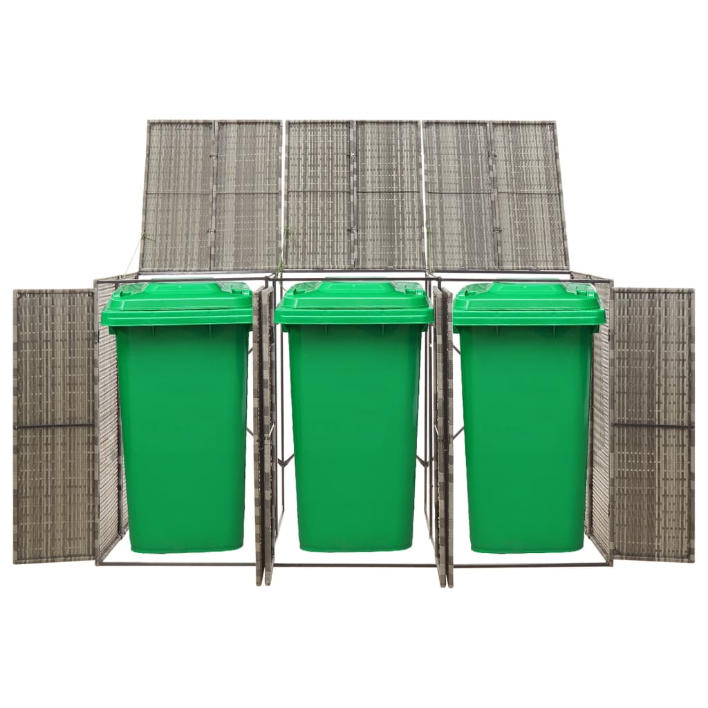 Vidaxl container storage triedubbel 207x80x117 cm poly rattan gray