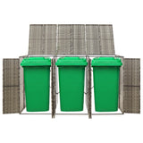 Vidaxl container storage triedubbel 207x80x117 cm poly rattan gray