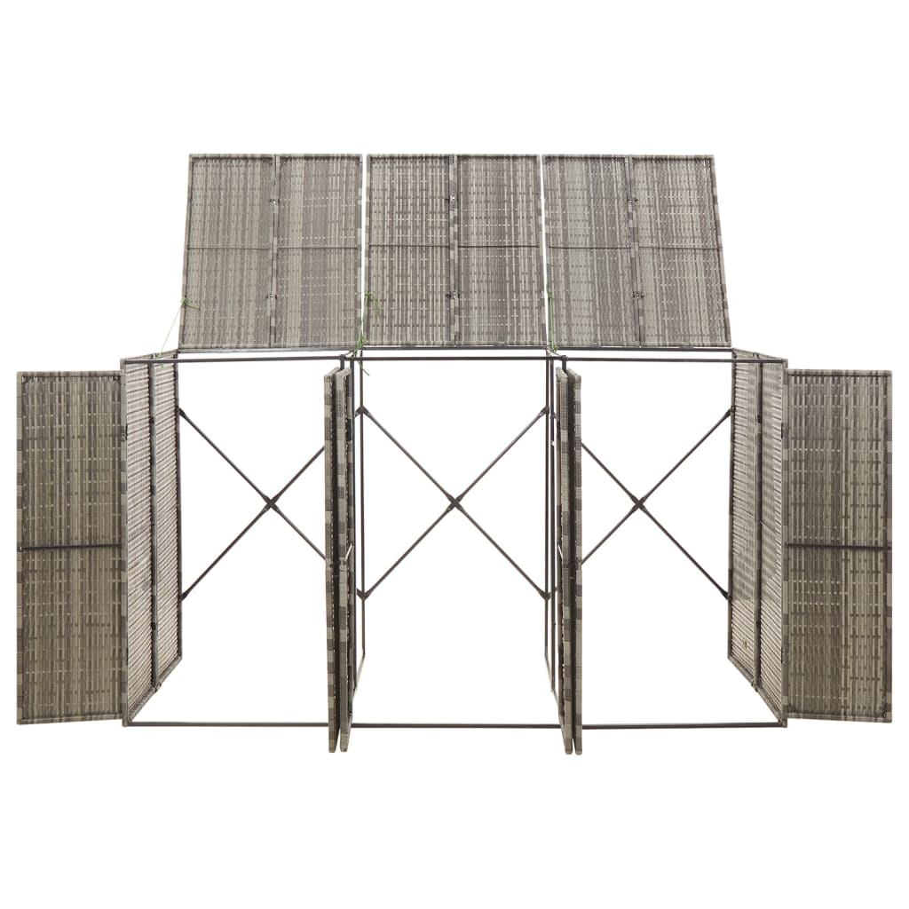 Vidaxl container storage triedubbel 207x80x117 cm poly rattan gray