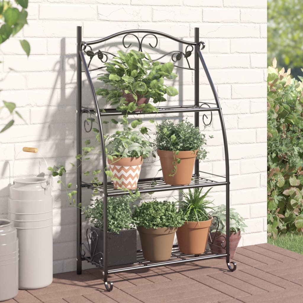 Vidaxl Flower Rack 56x30x96 cm jeklena črna