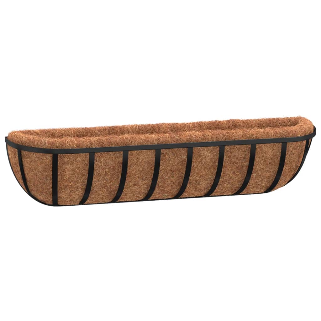 Vidaxl nástěnné koše 2 st s kokosovým vláknem 91x20x23 cm ocel černá