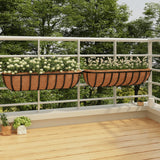 Vidaxl nástěnné koše 2 st s kokosovým vláknem 91x20x23 cm ocel černá