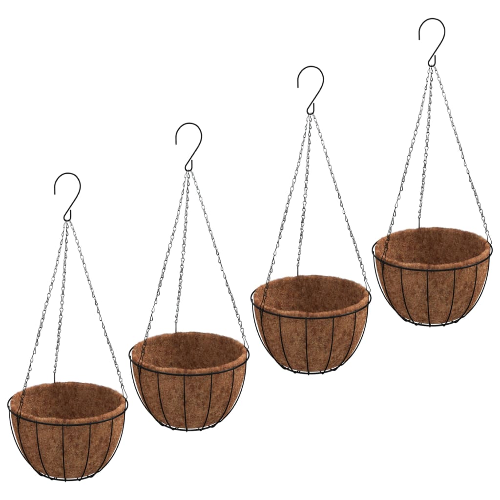 Vidaxl Planters hængende 4 st med kokosnødstål Ø 40x63 cm sort