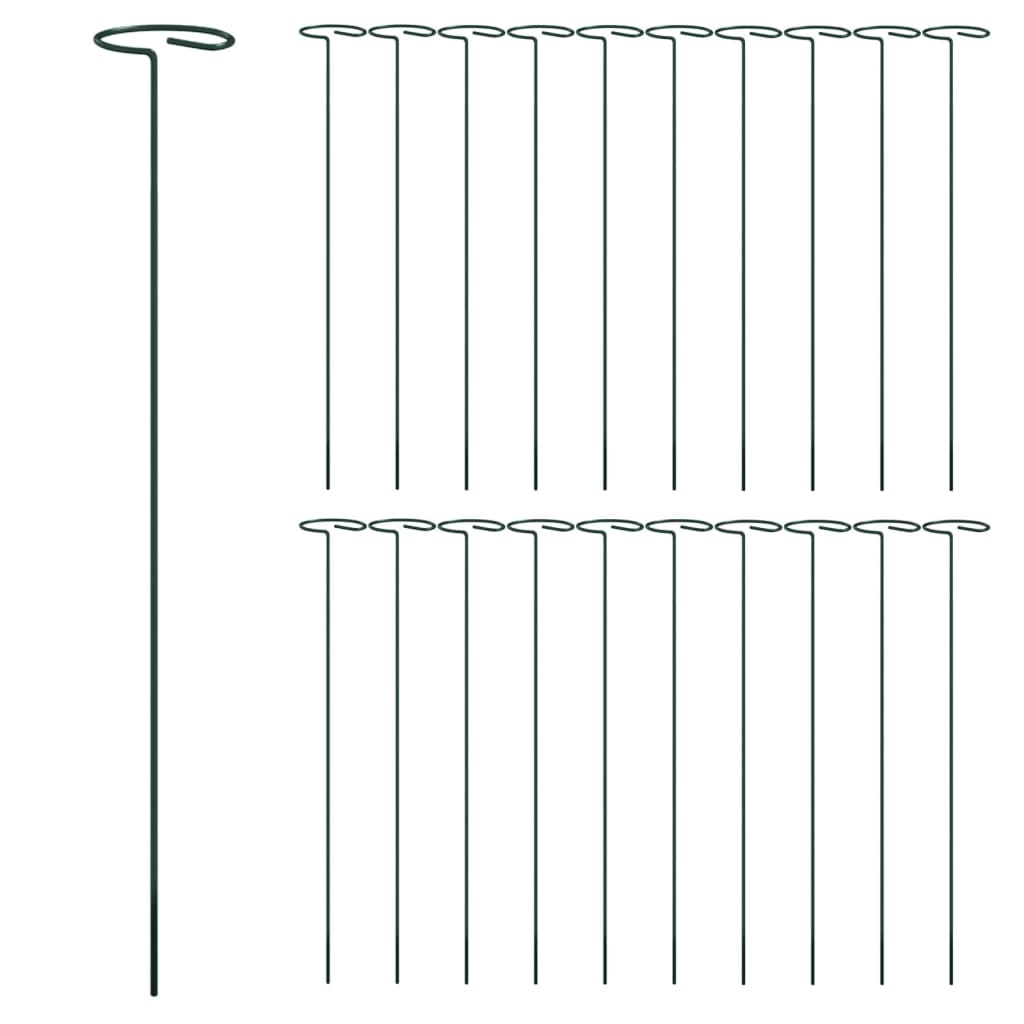 Vidaxl Plant Stakes 20 st 40 cm ocel tmavě zelená