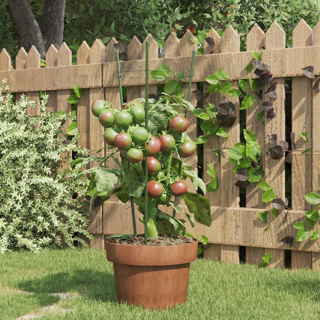 Vidaxl Plantrests 5 st with 3 rings 45 cm steel green