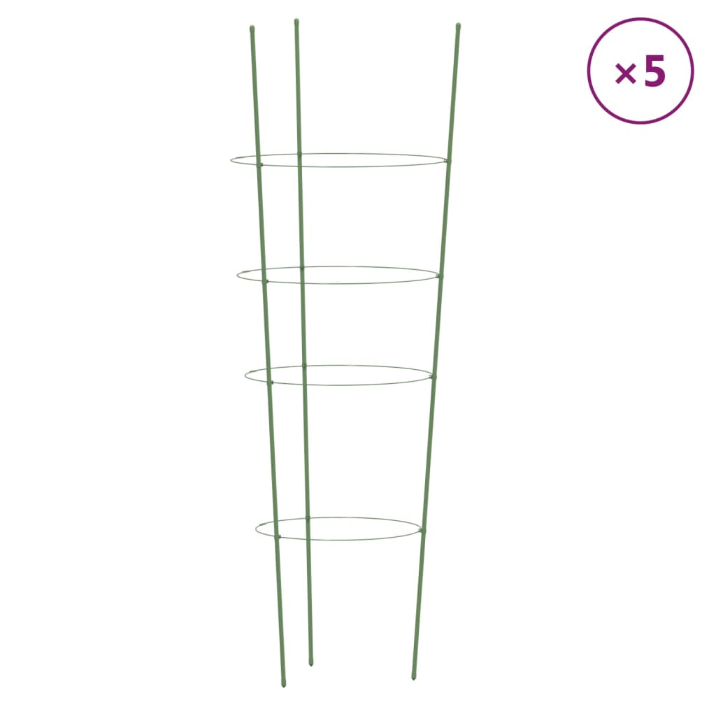 Vidaxl PlantRests 5 St s 4 obroči 90 cm jekleno zeleno