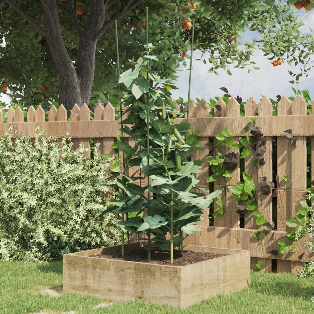 Vidaxl PlantRests 5 St s 4 obroči 90 cm jekleno zeleno