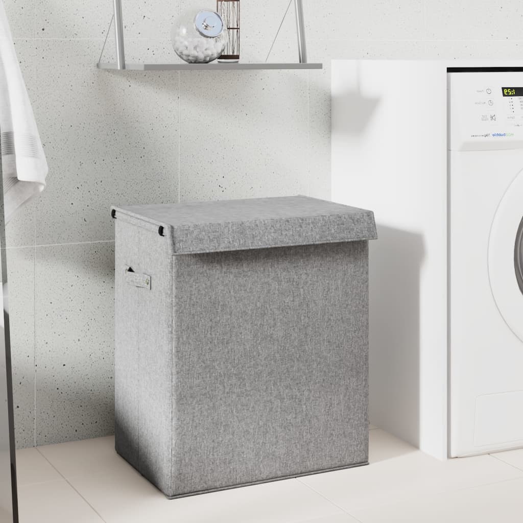 Vidaxl vaskeri kurv sammenfoldelig 51x34.5x59 cm kunstig linned grå