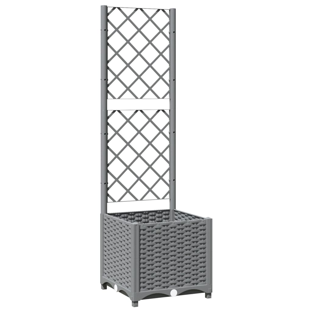VidaXL Planter with slat work 40x40x136 cm Polypropene light gray