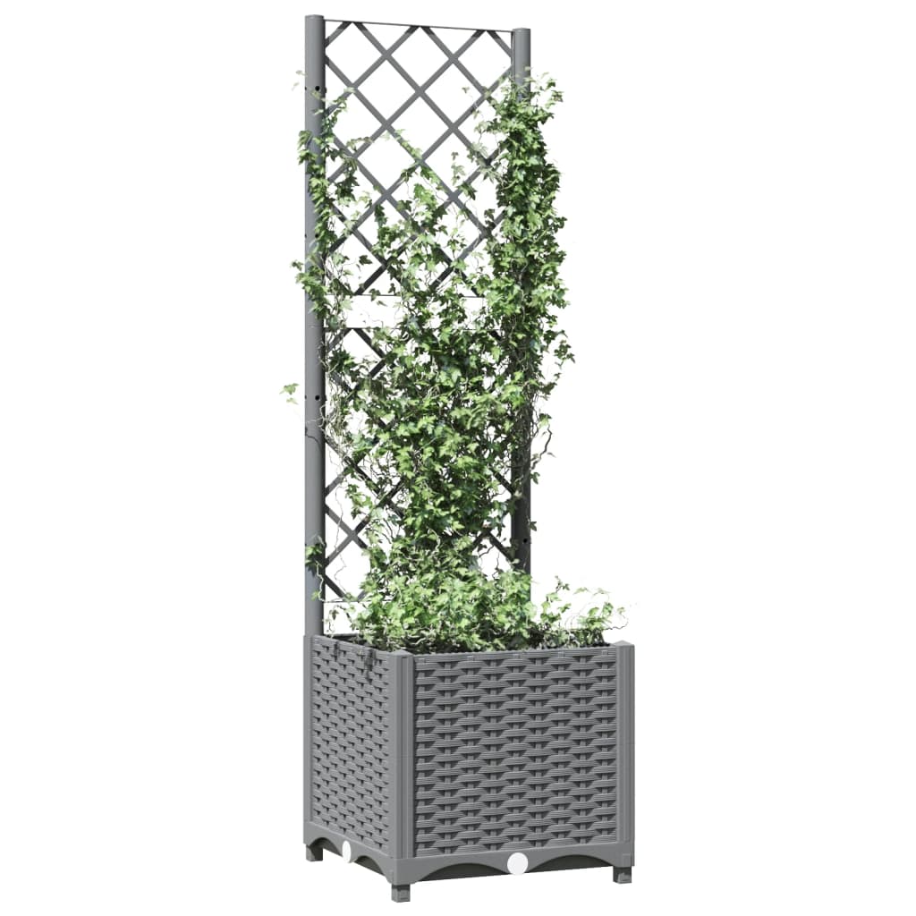 VidaXL Planter with slat work 40x40x136 cm Polypropene light gray