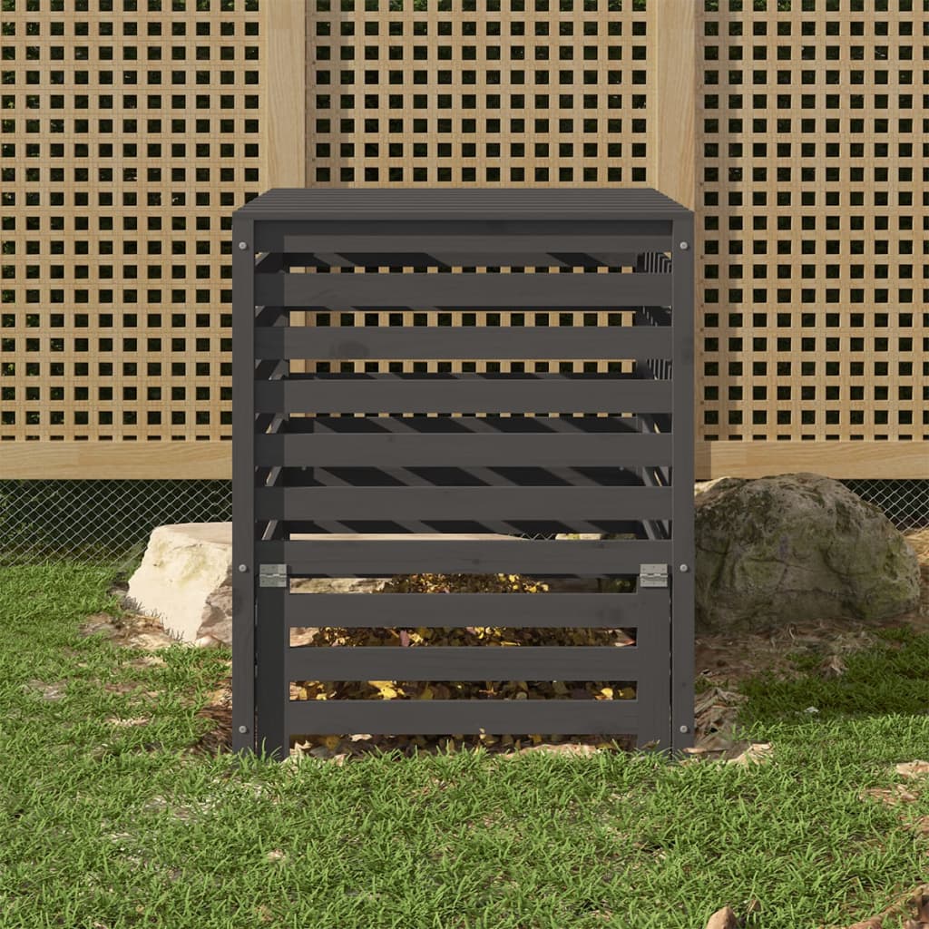 Vidaxl Compost bin 82.5x82.5x99.5 cm Solid pine Gray