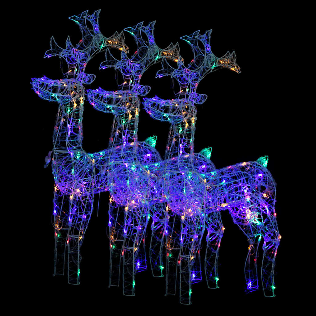 VidaXL Adornos navideños reno 3 piezas 60x16x100 cm acrílico