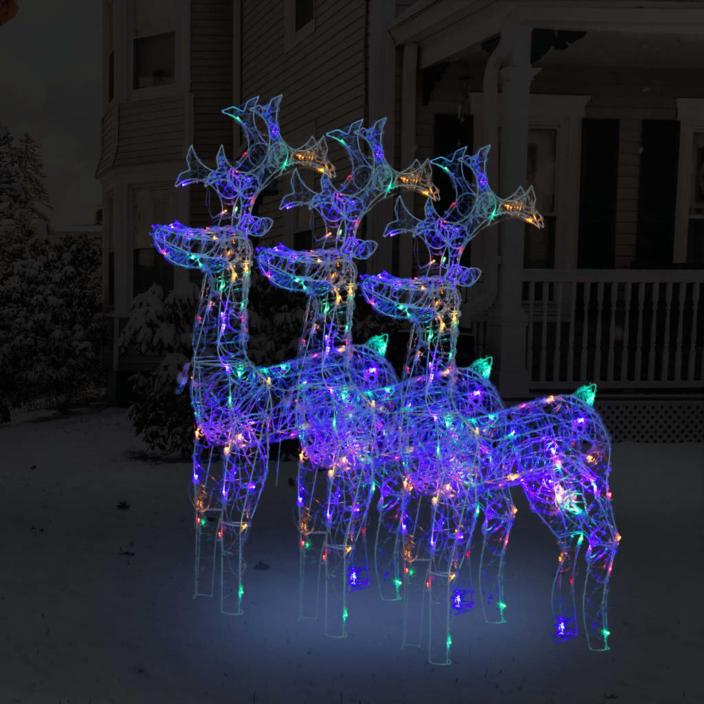 VidaXL Adornos navideños reno 3 piezas 60x16x100 cm acrílico