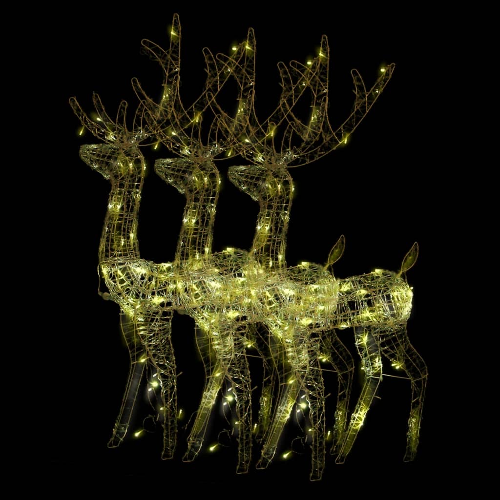 Vidaxl Chrëschtdeeg dekoration Reindeer 3 PCs 120 cm Acryl waarm wäiss