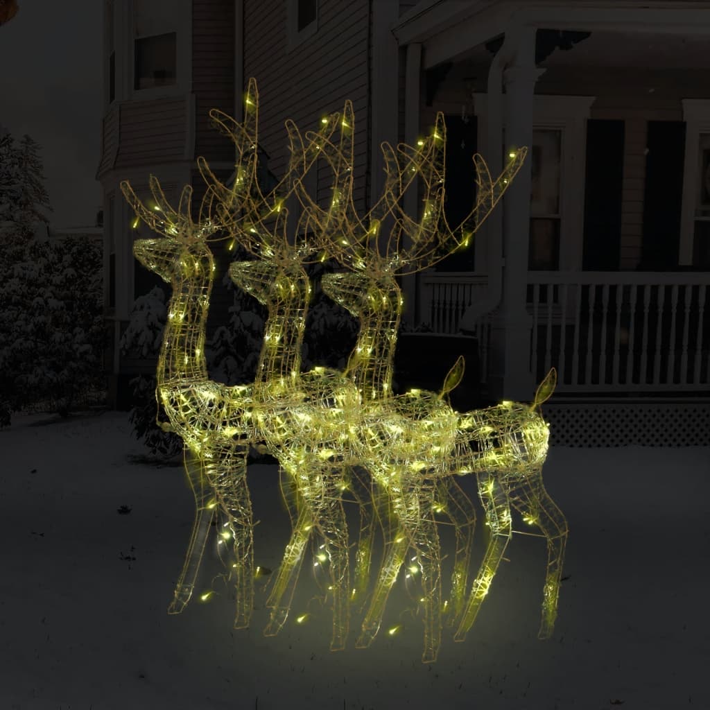 Vidaxl Chrëschtdeeg dekoration Reindeer 3 PCs 120 cm Acryl waarm wäiss