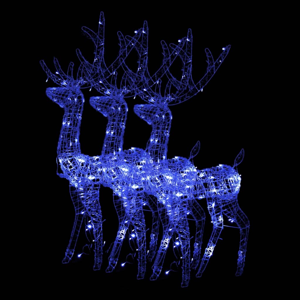VidaXL décorations de Noël rennes 3 pcs 120 cm acrylique bleu