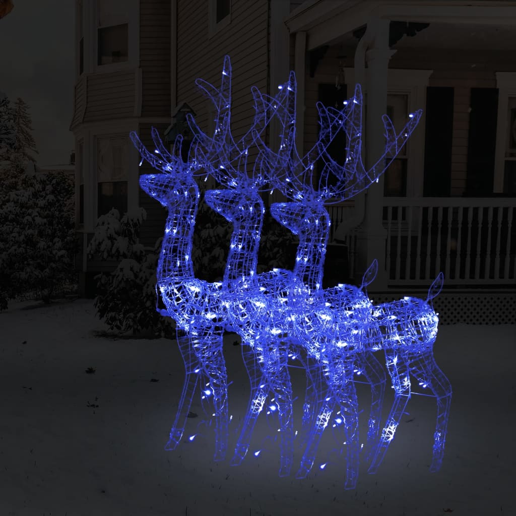 VidaXL décorations de Noël rennes 3 pcs 120 cm acrylique bleu
