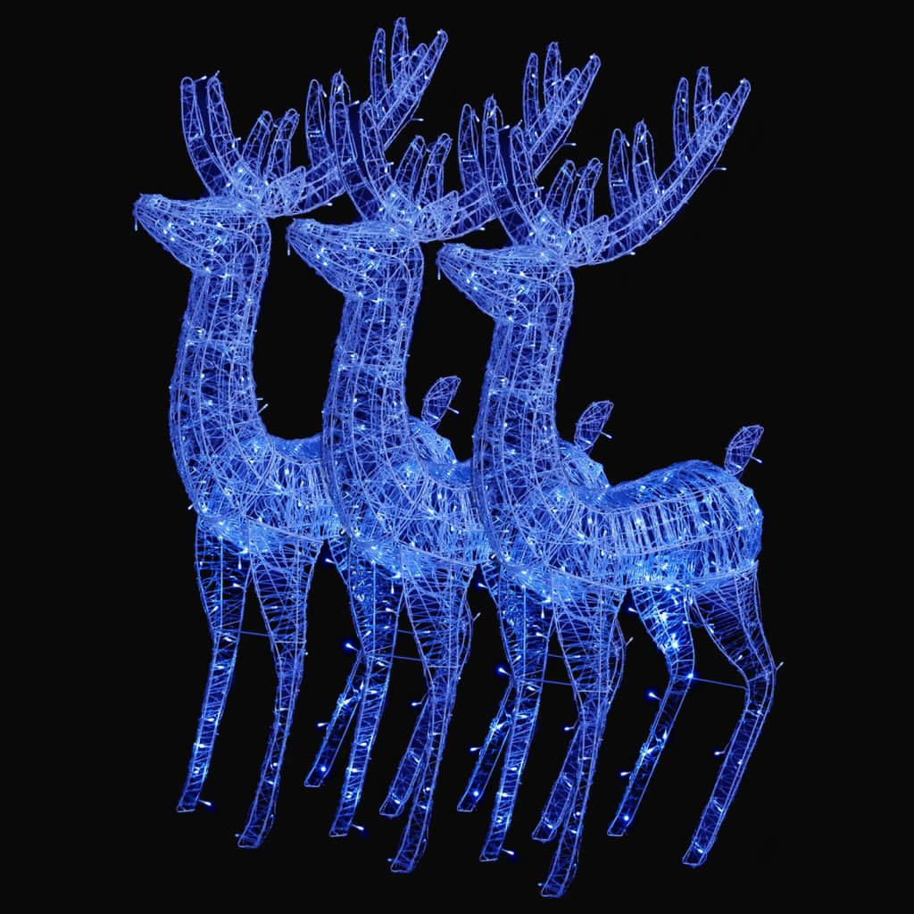 VidaXL Decoración navideña reno XXL 3 piezas 250 LEDs azul 180 cm acrílico