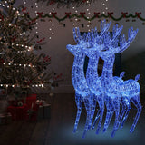 VidaXL Decoración navideña reno XXL 3 piezas 250 LEDs azul 180 cm acrílico