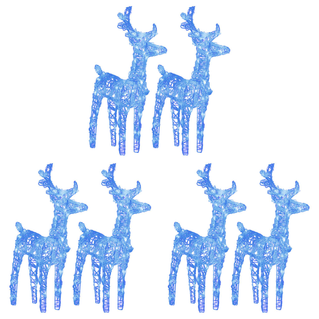 VidaXL Christmas reindeer 6 pcs 240 LEDs acrylic blue