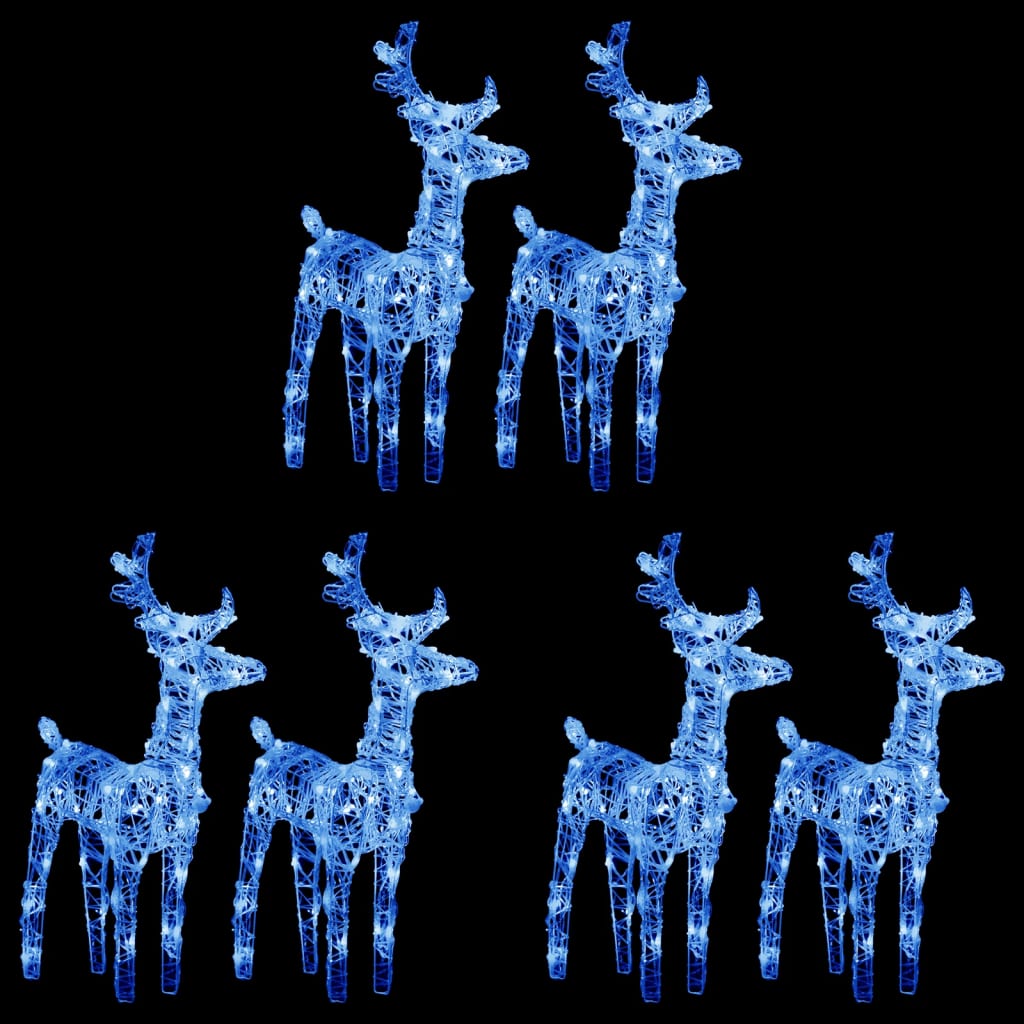 VidaXL Christmas reindeer 6 pcs 240 LEDs acrylic blue