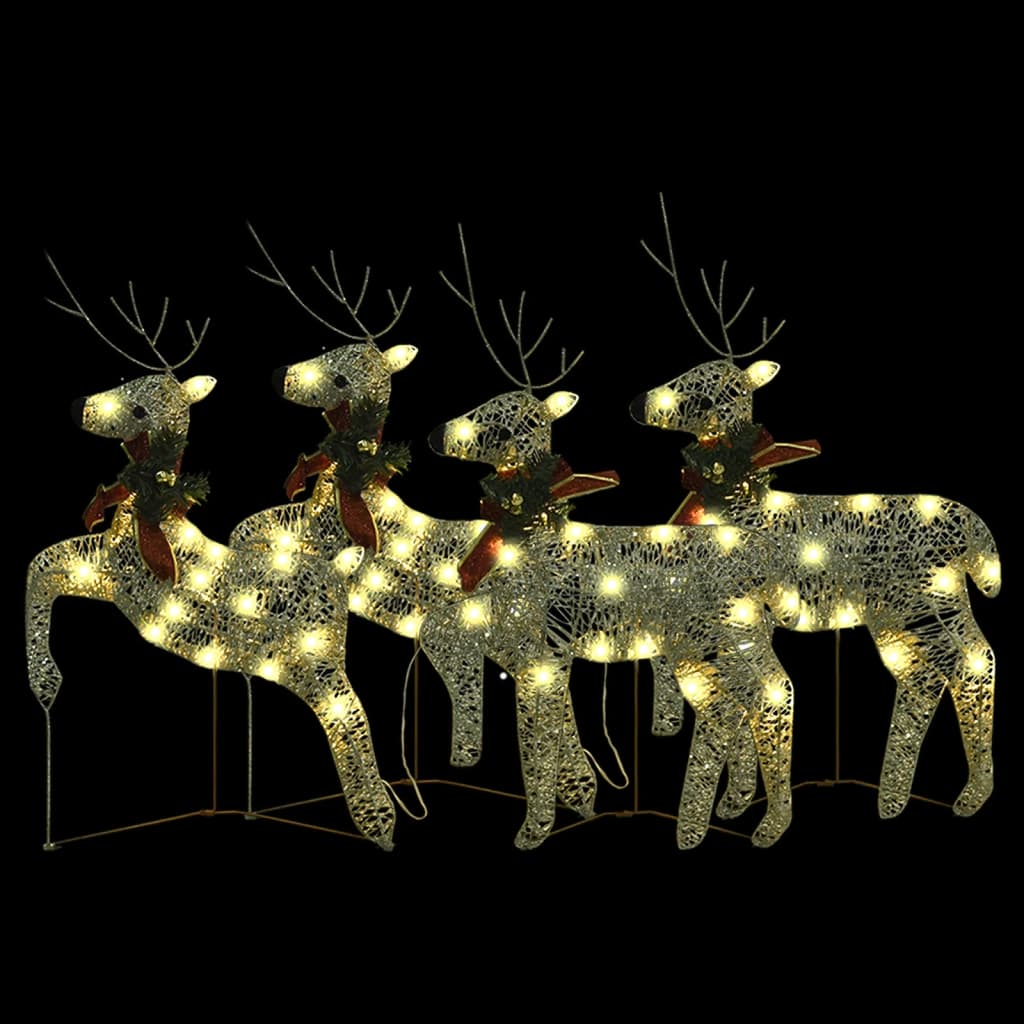 Vidaxl Christmas Reindeer 4 PCS 80 LEDS gullfarget