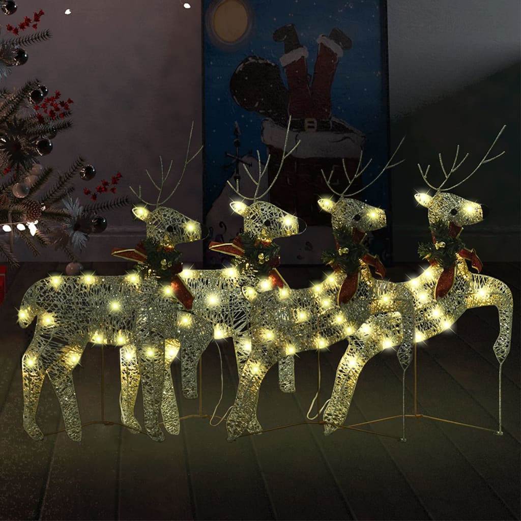 Vidaxl Christmas Reindeer 4 PCS 80 LEDS gullfarget