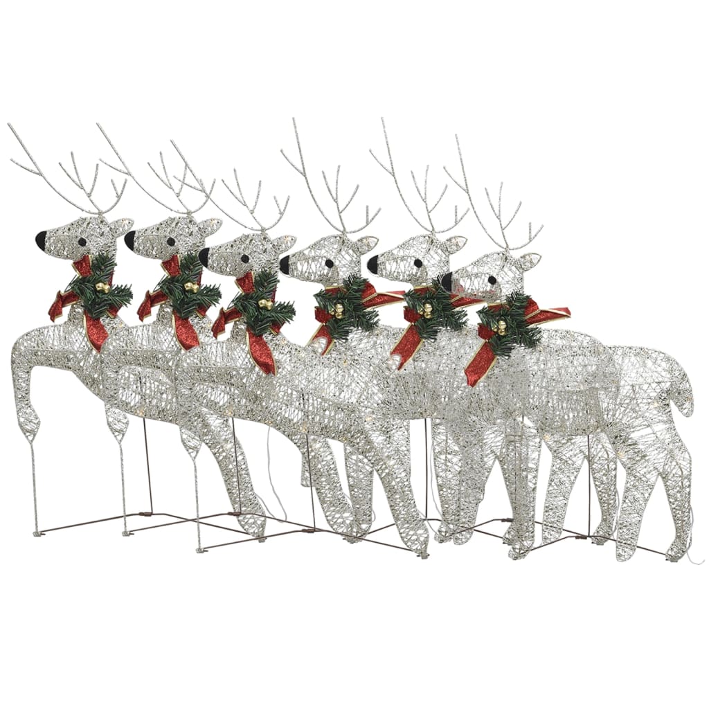 Vidaxel Chrëschtdeeg Reindeer 6 PC 120 LED Goldfaarf