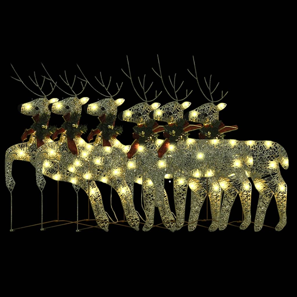 Vidaxel Chrëschtdeeg Reindeer 6 PC 120 LED Goldfaarf