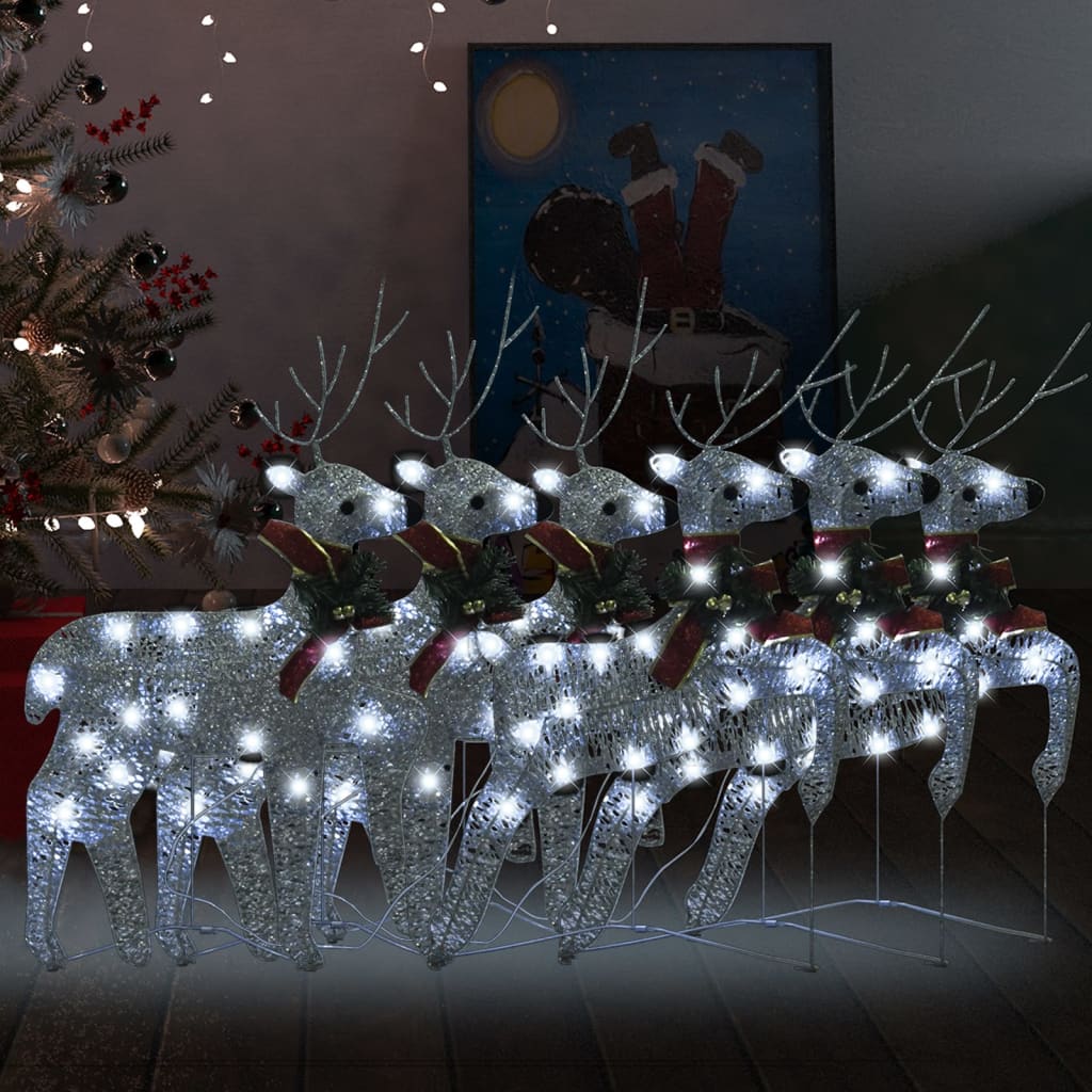 VidaXL Christmas reindeer 6 pcs 120 LEDs silver